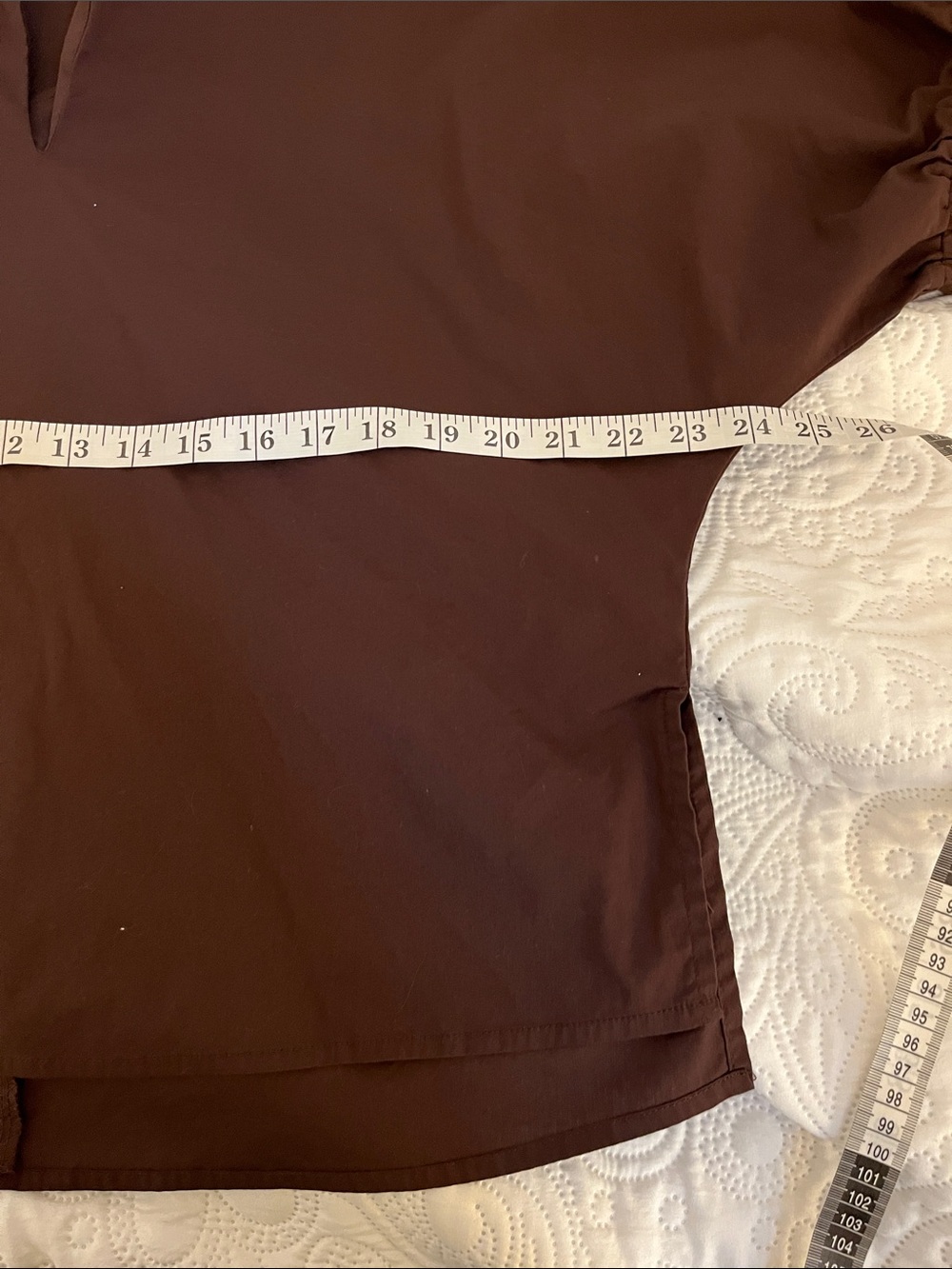 entro Brown Collarless Short-Sleeve Button-Down Shirt L - Picture 6 of 9
